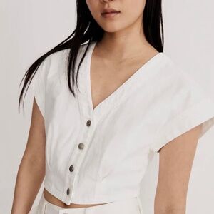 Madewell Denim Cap-Sleeve Crop Top